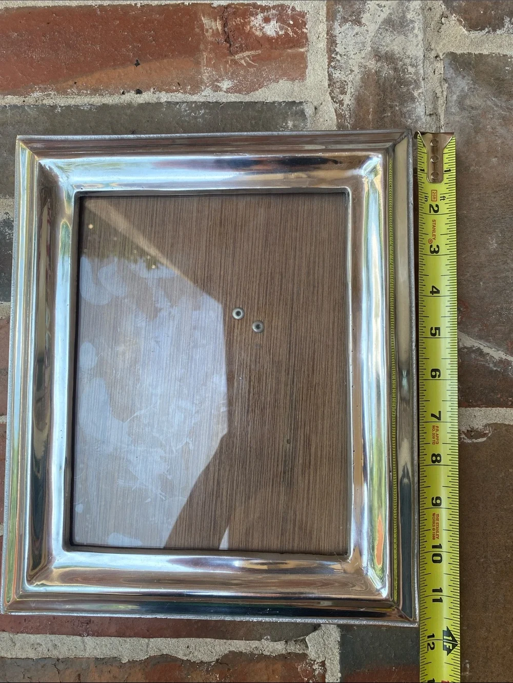 Mexus Ware  Vintage Mexican Pewter Picture Frame Wood Back Easel